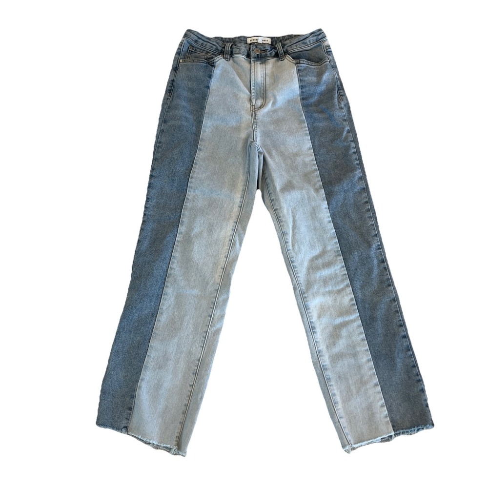 almost famous jeans Juniors 9 On-trend Color Block Frayed Throwback Ankle Length